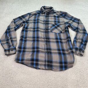 Blue Crown Shirt Men Medium 42x28 Button-Up Multicolor Plaid Long Sleeve Pockets